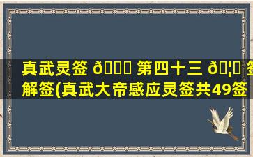 真武灵签 🐈 第四十三 🦉 签解签(真武大帝感应灵签共49签)